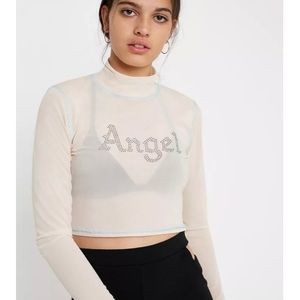 UO baby pink “Angel” sheer long sleeved top Size S